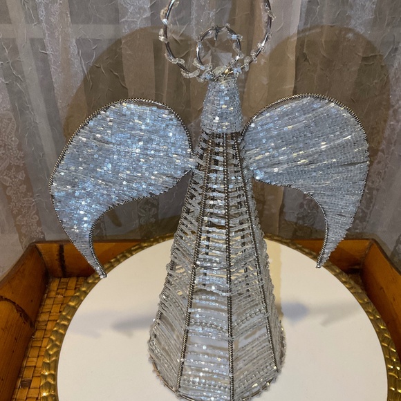 Beautiful Metal Wire Beaded Angel Tree Topper/Table Decoration - Picture 1 of 12